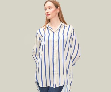 Oversize Striped Satin - 589stn