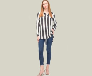 Oversize Striped Satin - 589stn